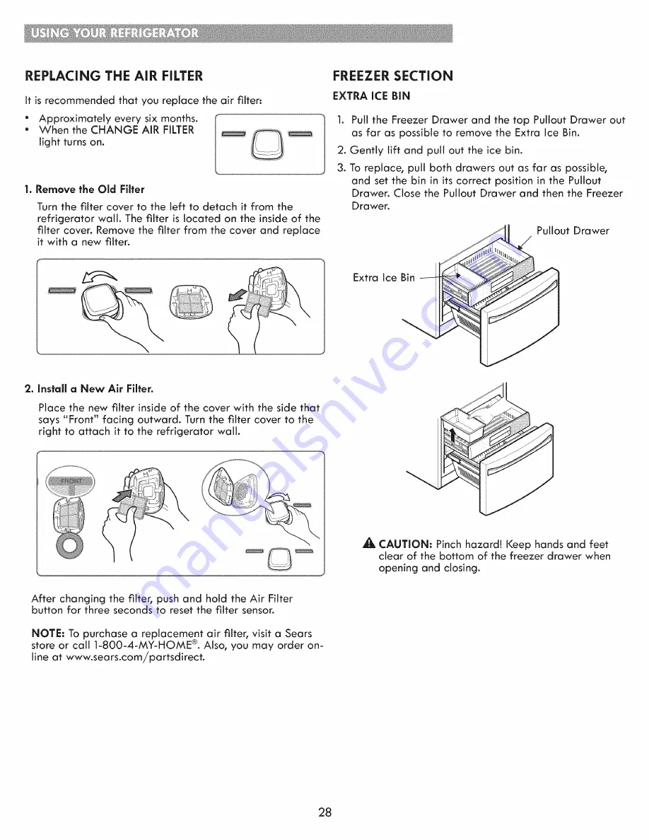 Kenmore Elite Grab-N-Go 795.7403 series Use & Care Manual Download Page 28