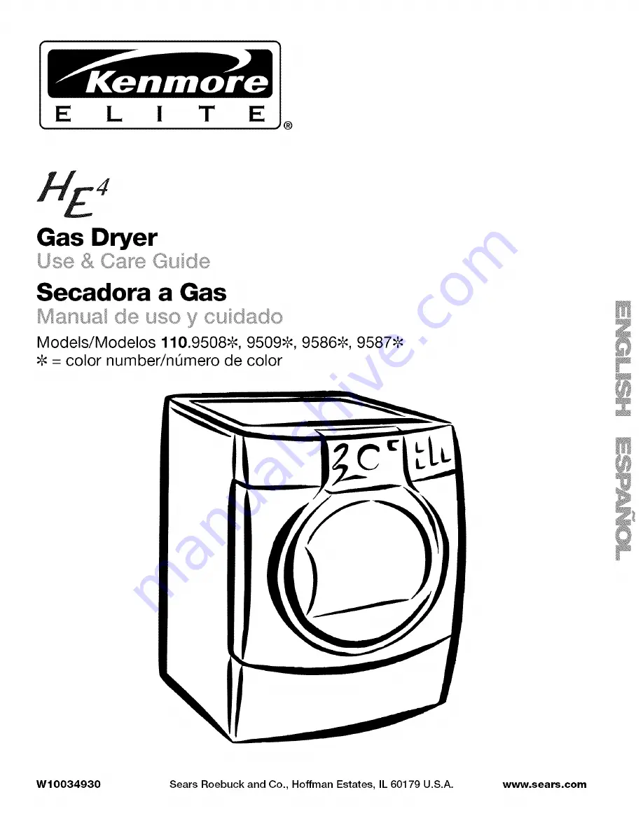 Kenmore ELITE HE4 110.9586 Series Скачать руководство пользователя страница 1