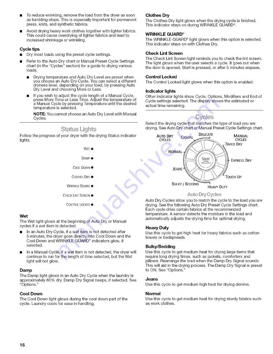 Kenmore ELITE HE4 110.9586 Series Use & Care Manual Download Page 16