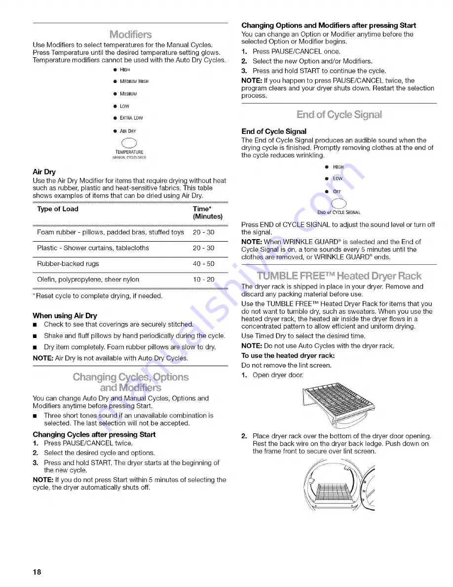 Kenmore ELITE HE4 110.9586 Series Use & Care Manual Download Page 18