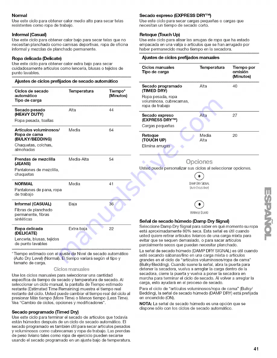 Kenmore ELITE HE4 110.9586 Series Use & Care Manual Download Page 41