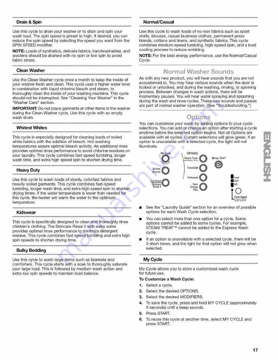 Kenmore Elite HE5t Steam 110.4770 Series Use & Care Manual Download Page 17