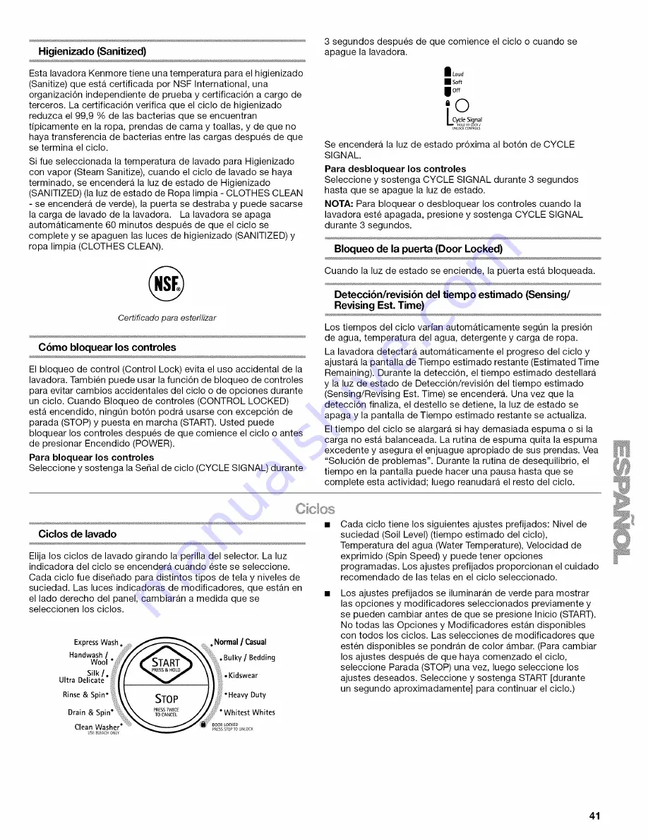 Kenmore Elite HE5t Steam 110.4770 Series Скачать руководство пользователя страница 41