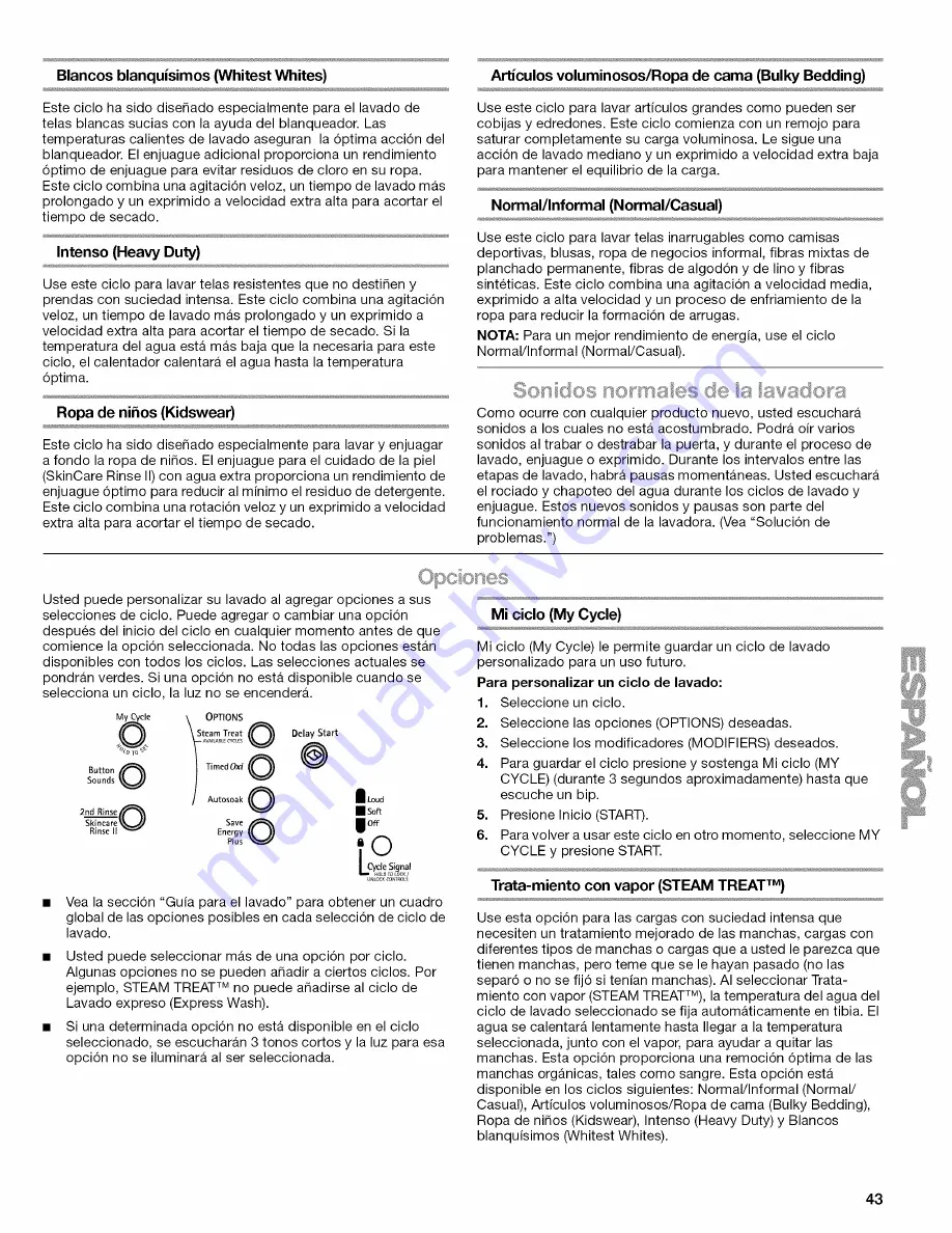 Kenmore Elite HE5t Steam 110.4770 Series Use & Care Manual Download Page 43