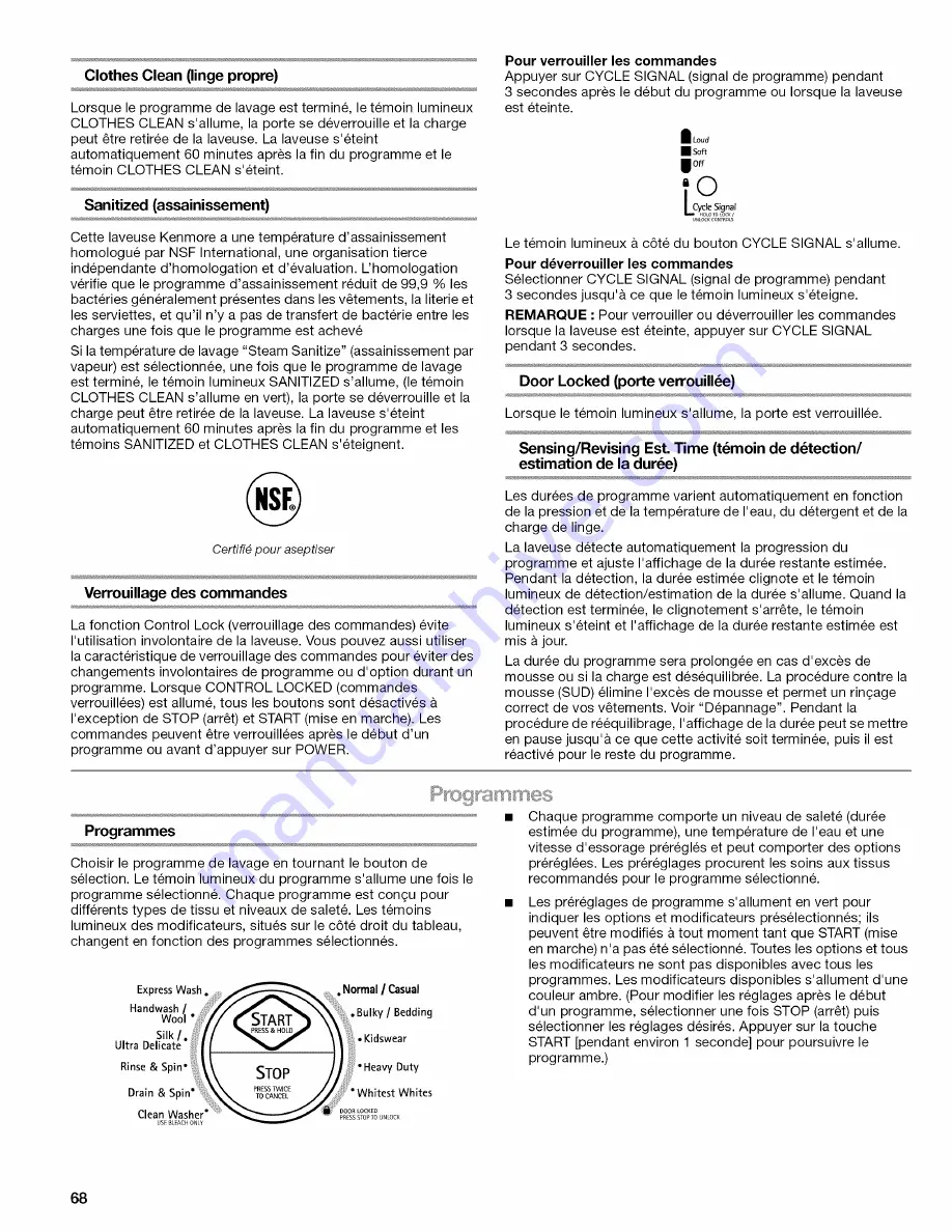 Kenmore Elite HE5t Steam 110.4770 Series Use & Care Manual Download Page 68