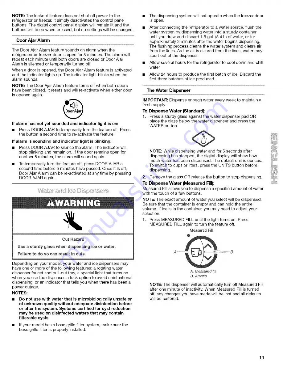 Kenmore Elite Side by Side Refrigerator Use & Care Manual Download Page 11