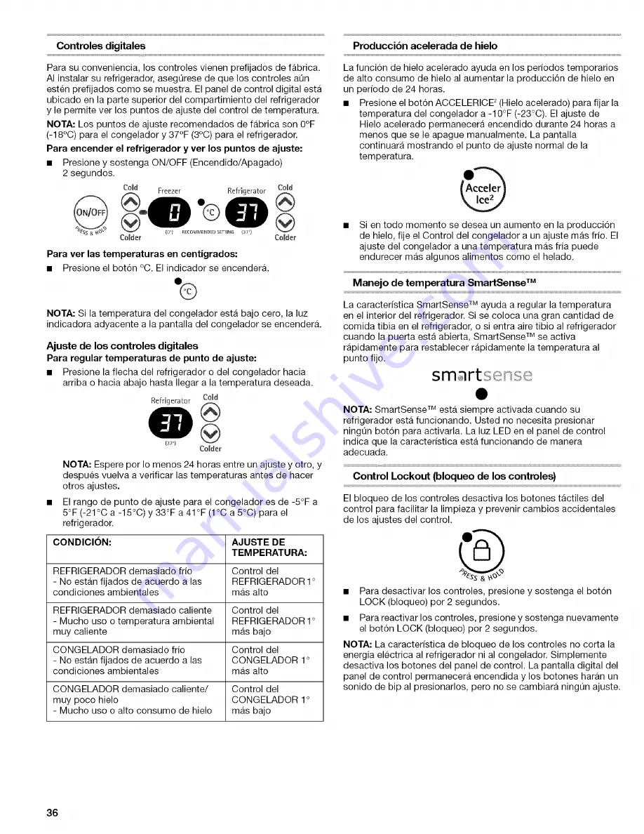 Kenmore Elite Side by Side Refrigerator Use & Care Manual Download Page 36