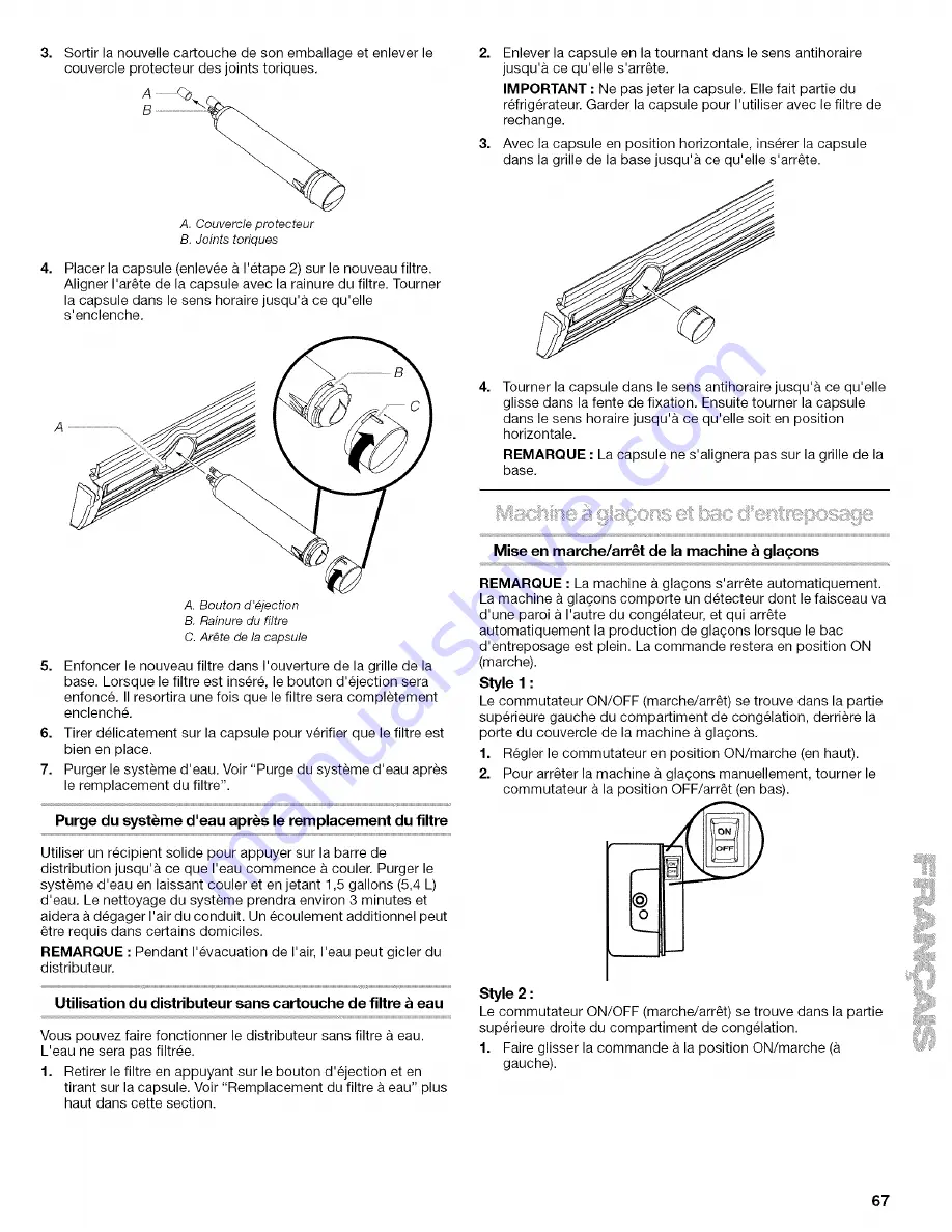 Kenmore Elite Side by Side Refrigerator Use & Care Manual Download Page 67