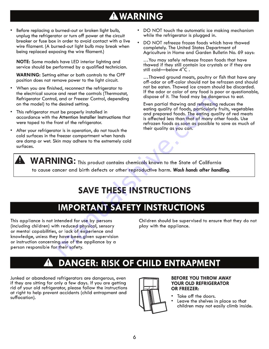 Kenmore Grab-N-Go 795.7033 Series Use & Care Manual Download Page 6