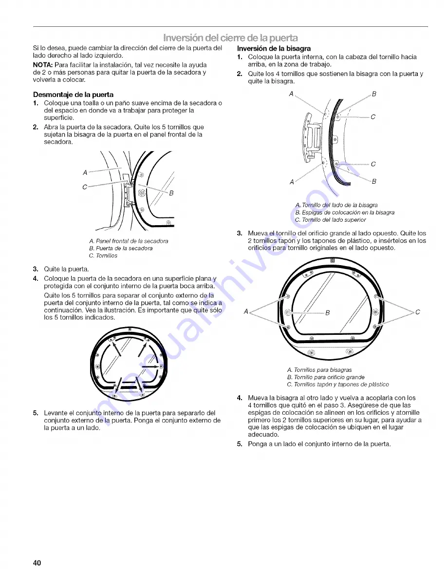 Kenmore HE5 Gas dryer with Steamcare 110.9770 Скачать руководство пользователя страница 40