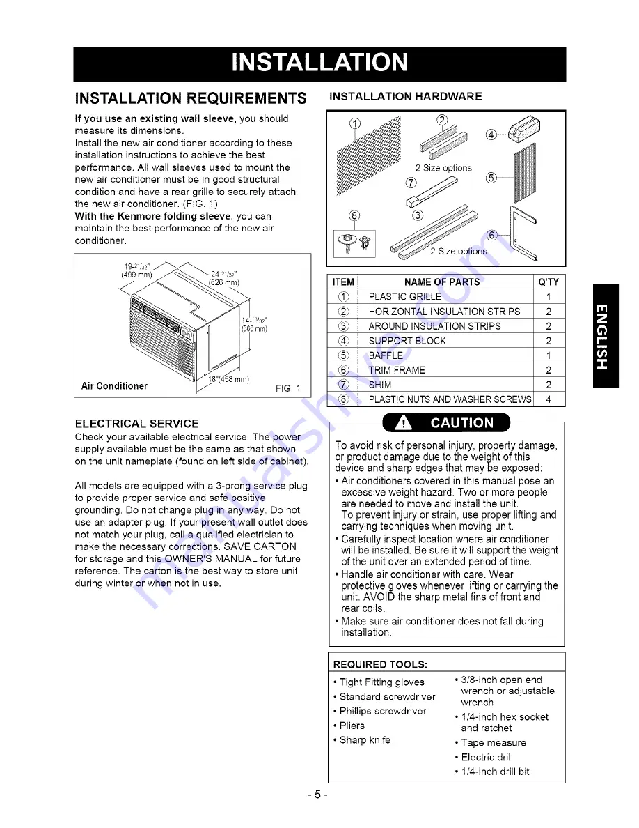 Kenmore Kenmore 580.72087200 Owner'S Manual Download Page 5