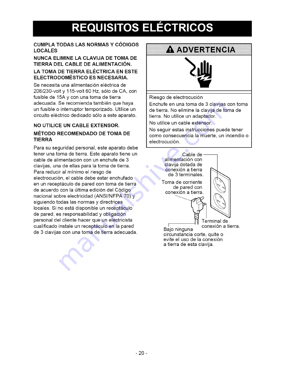 Kenmore Kenmore 580.72087200 Owner'S Manual Download Page 20