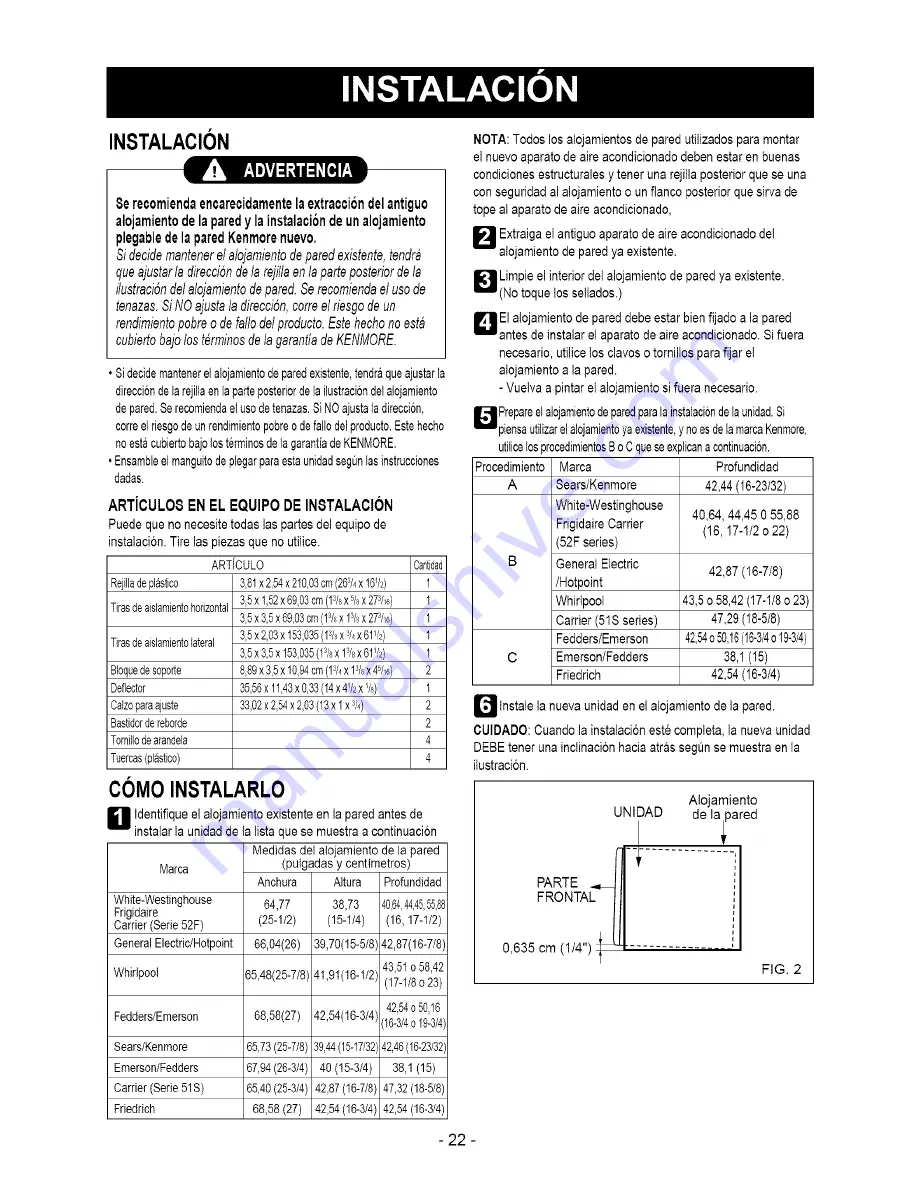 Kenmore Kenmore 580.72087200 Owner'S Manual Download Page 22