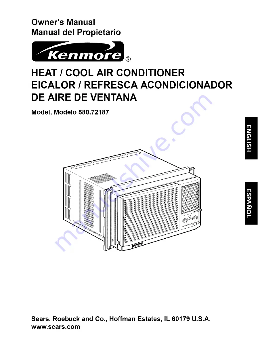 Kenmore Kenmore 580.72187 Owner'S Manual Download Page 1