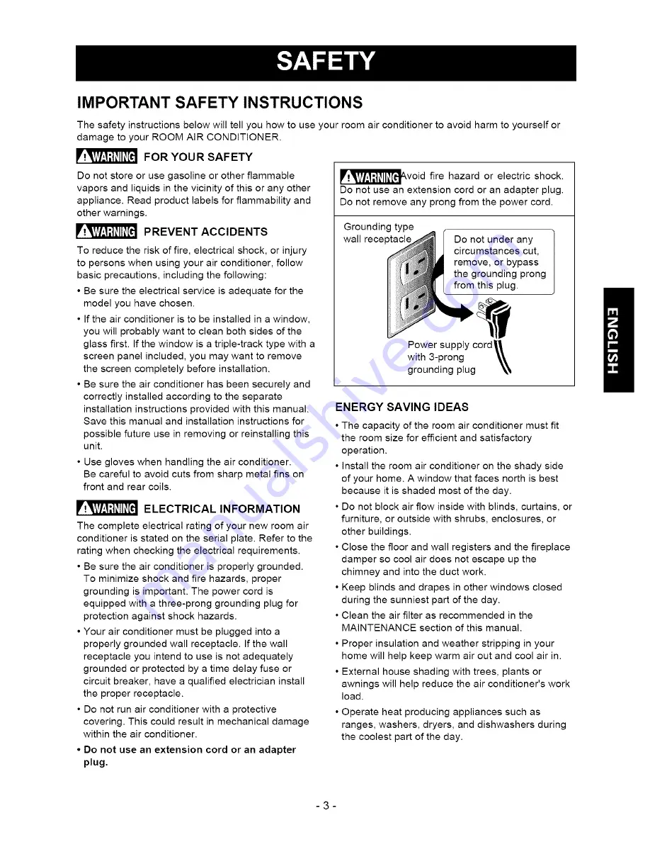 Kenmore Kenmore 580.72187 Owner'S Manual Download Page 3