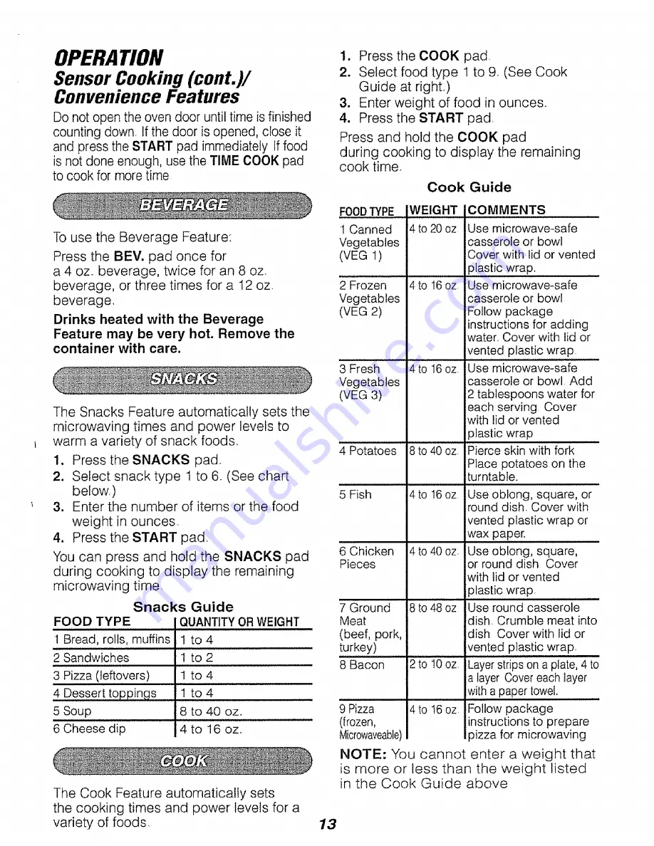 Kenmore Kenmore 911.47692 Use & Care Manual Download Page 13