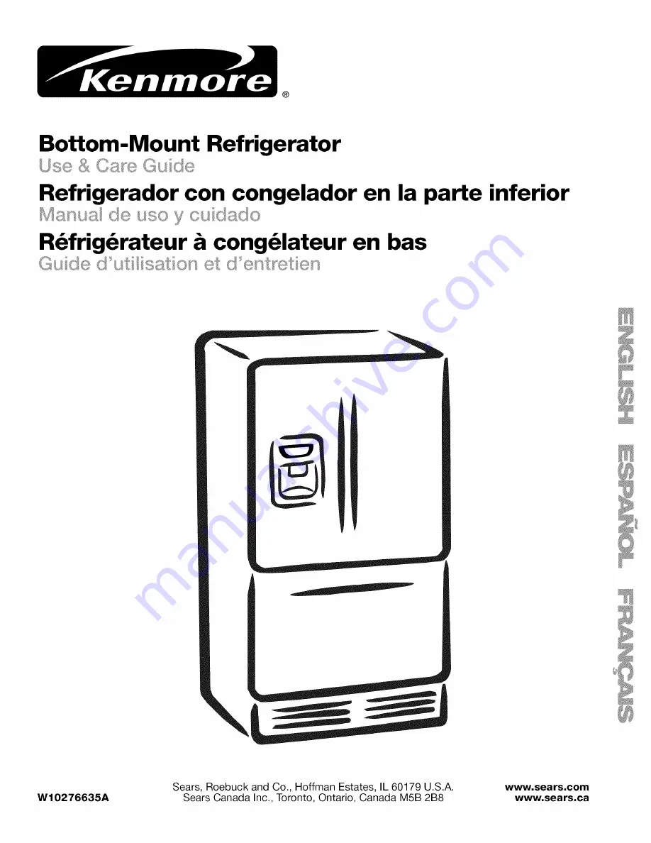 Kenmore Kenmore Bootom-Mount Refrigerator Скачать руководство пользователя страница 1