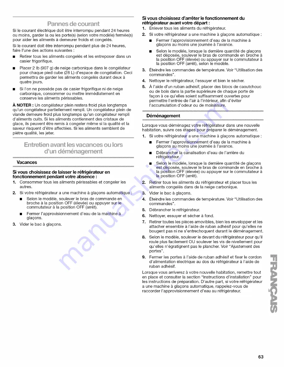 Kenmore Kenmore Bootom-Mount Refrigerator Use & Care Manual Download Page 63