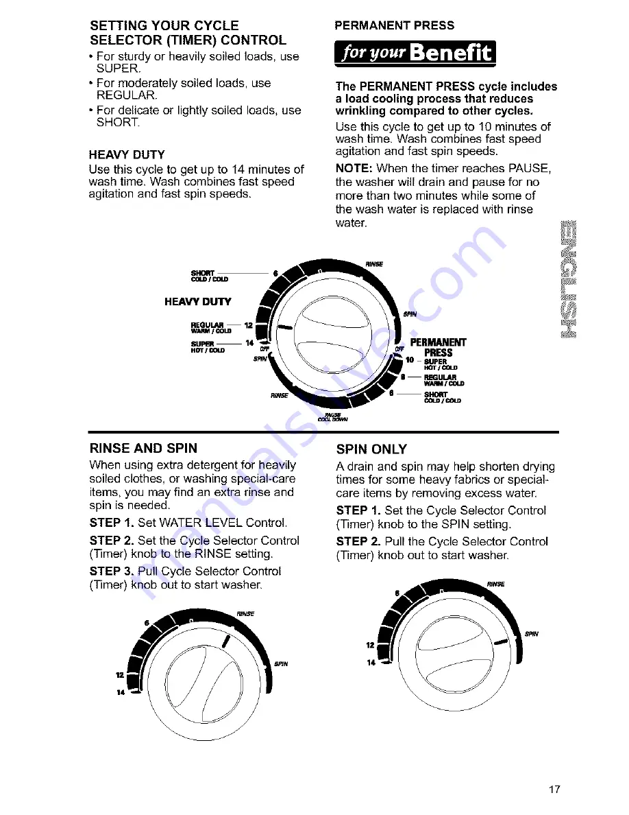 Kenmore Kenmore One-Speed Automatic Wa Owner'S Manual & Installation Instructions Download Page 17