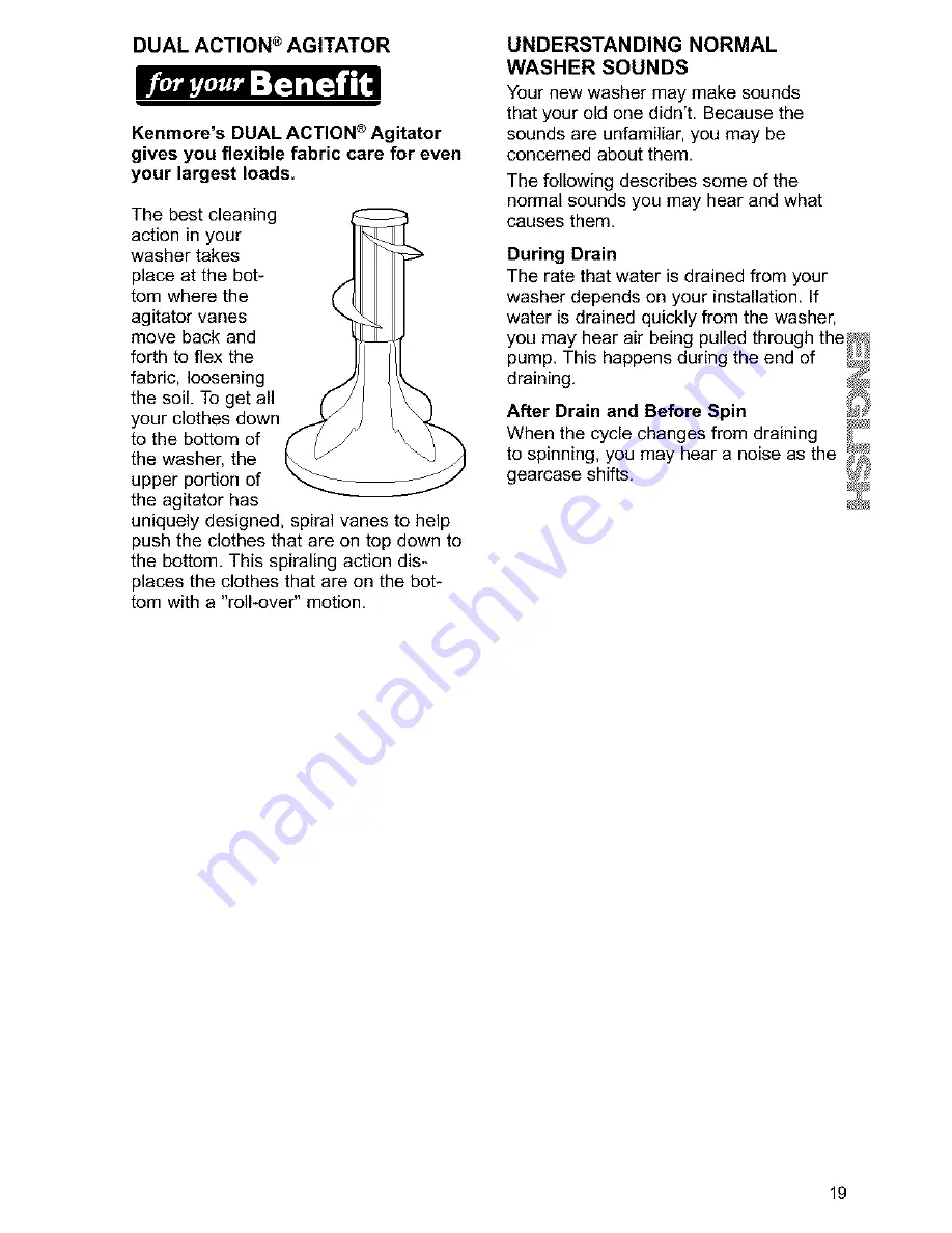 Kenmore One-speed automatic washers Скачать руководство пользователя страница 19