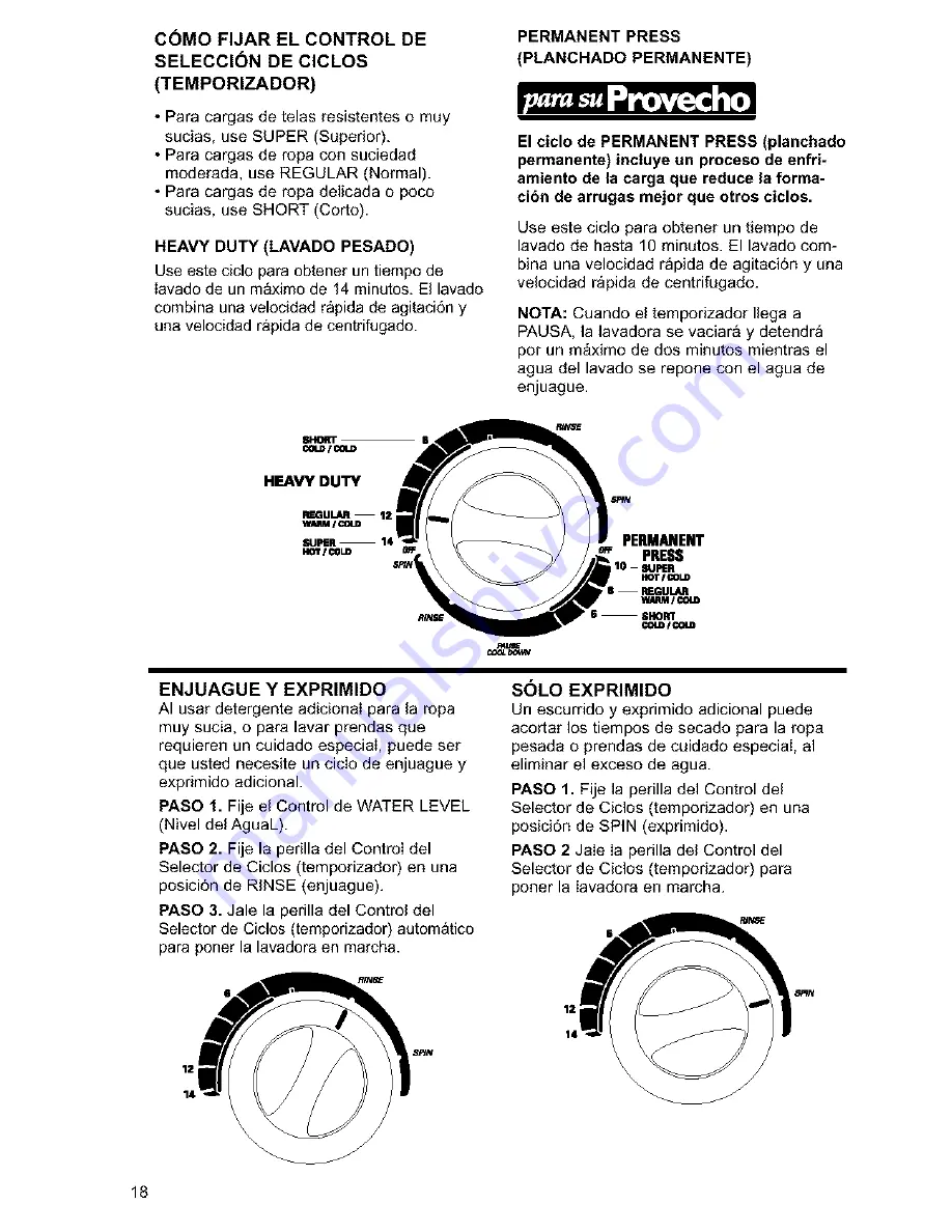 Kenmore One-speed automatic washers Скачать руководство пользователя страница 46