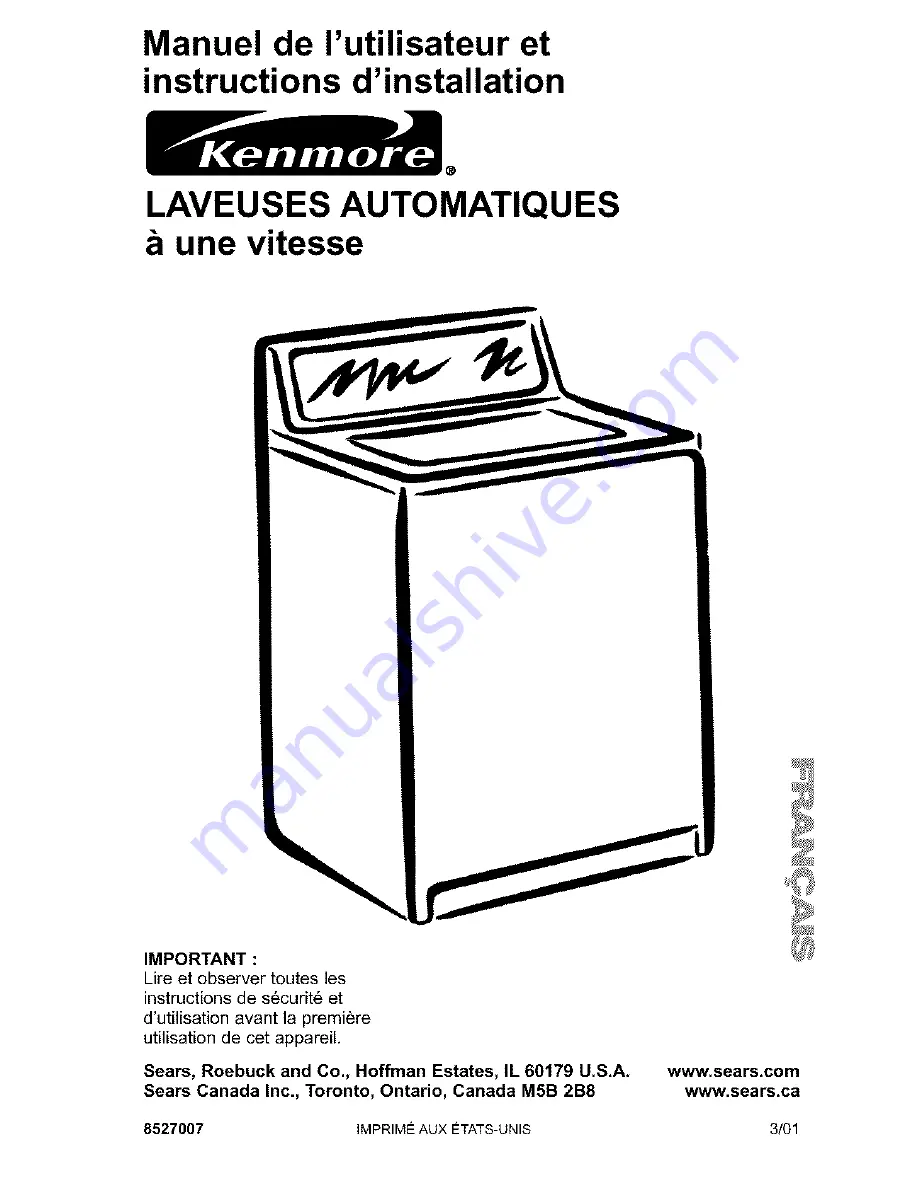 Kenmore One-speed automatic washers Скачать руководство пользователя страница 59