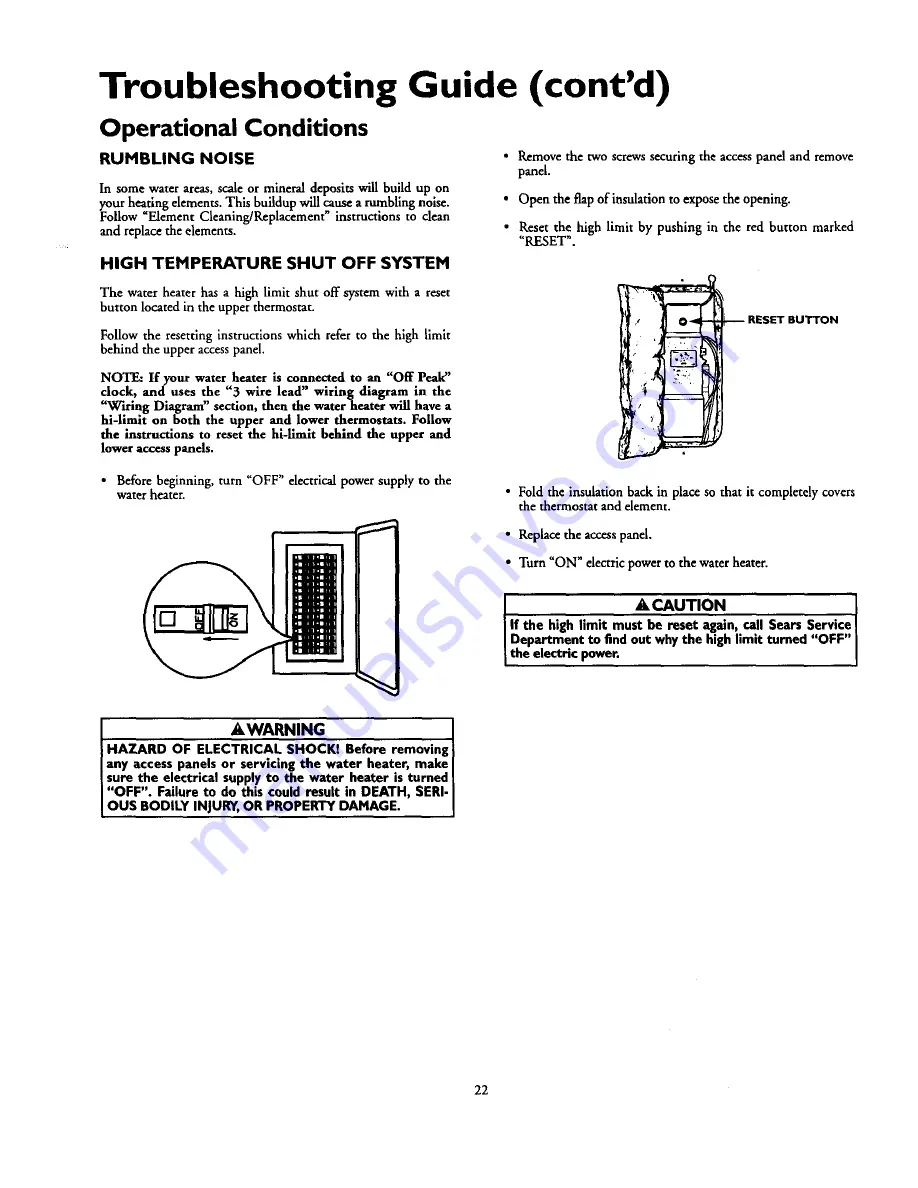 Kenmore Power Miser 10+ 153.320390 HT Owner'S Manual Download Page 22