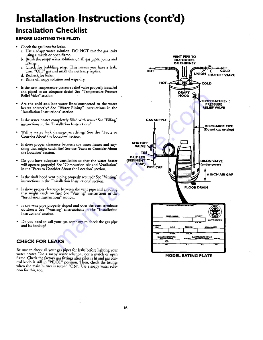 Kenmore POWER MISER 10 153.330401 Owner'S Manual Download Page 16