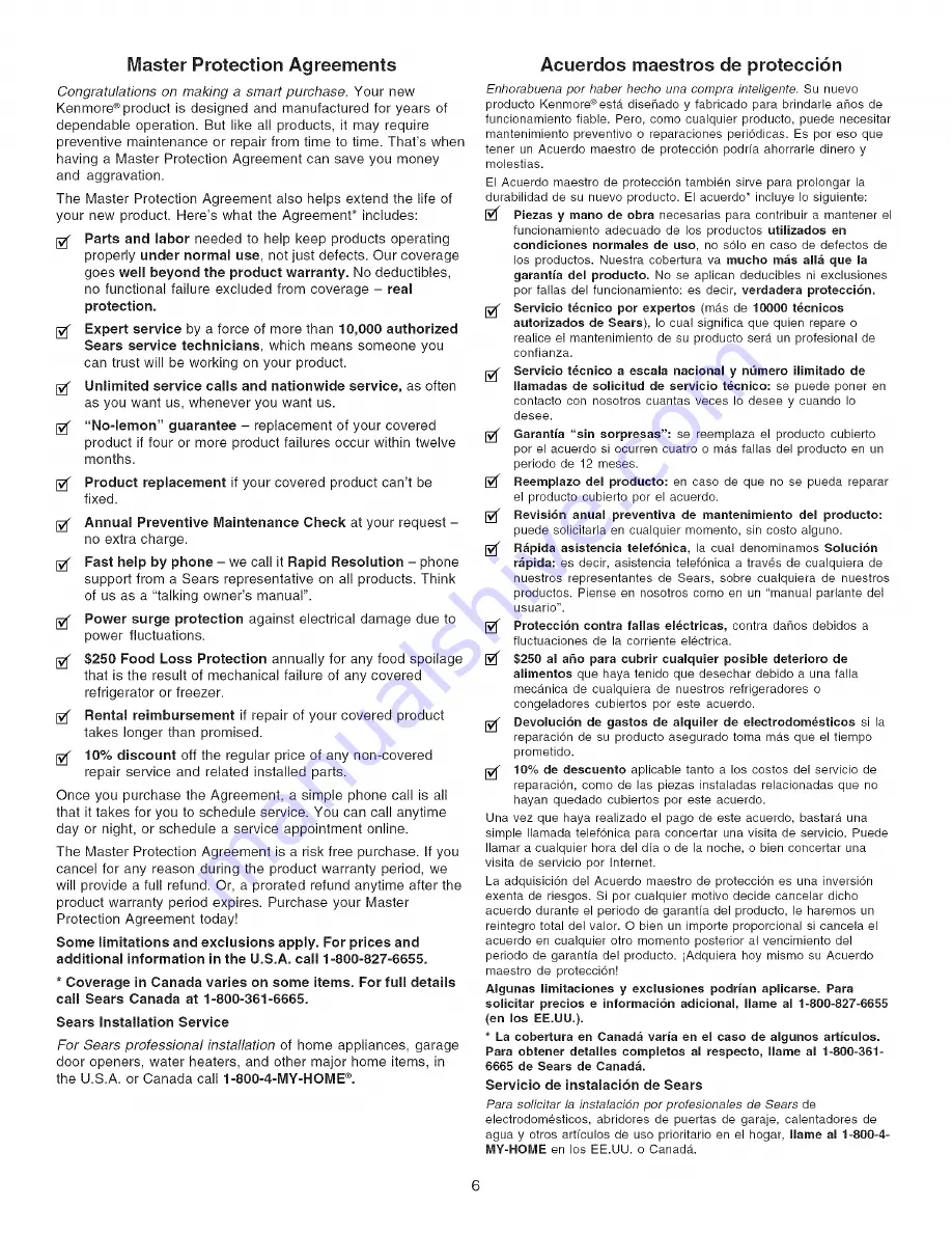 Kenmore PRO 790.79523 Use And Care Manual Download Page 6