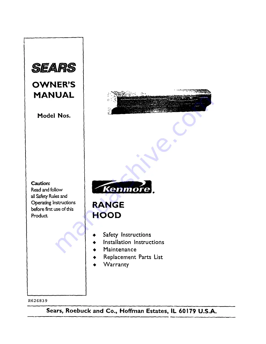 Kenmore Sears 526 Series Owner'S Manual Download Page 1