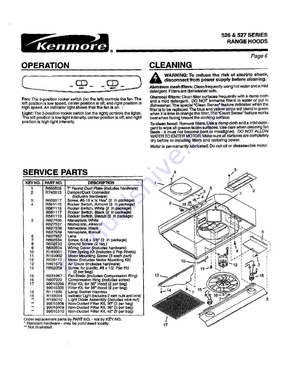 Kenmore Sears 526 Series Owner'S Manual Download Page 6