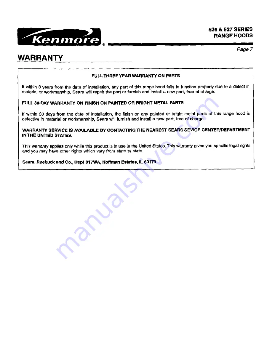 Kenmore Sears 526 Series Owner'S Manual Download Page 7