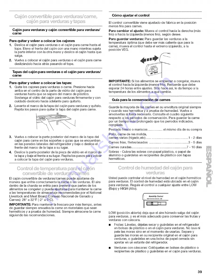 Kenmore Side by side refrigerator Use & Care Manual Download Page 39