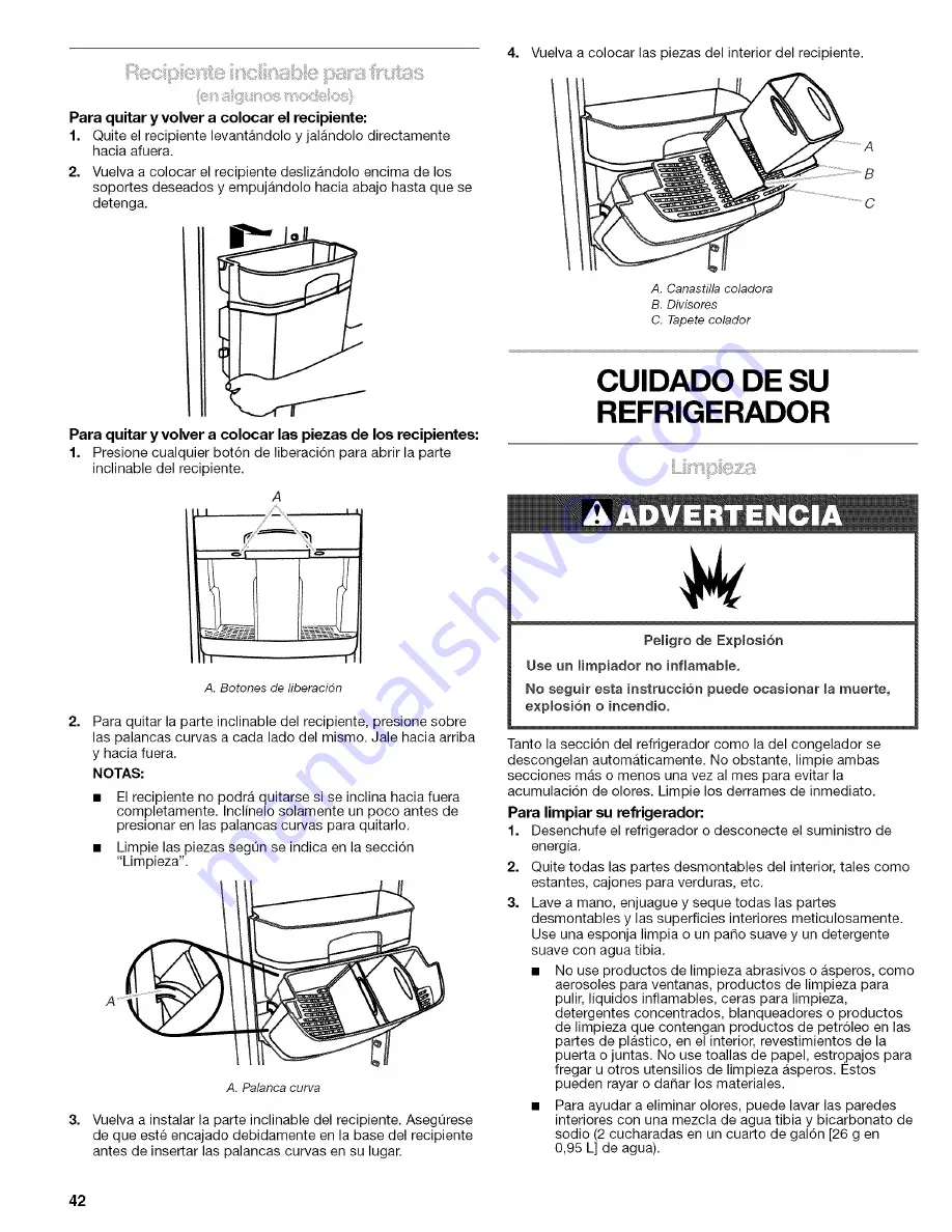 Kenmore Side by side refrigerator Use & Care Manual Download Page 42