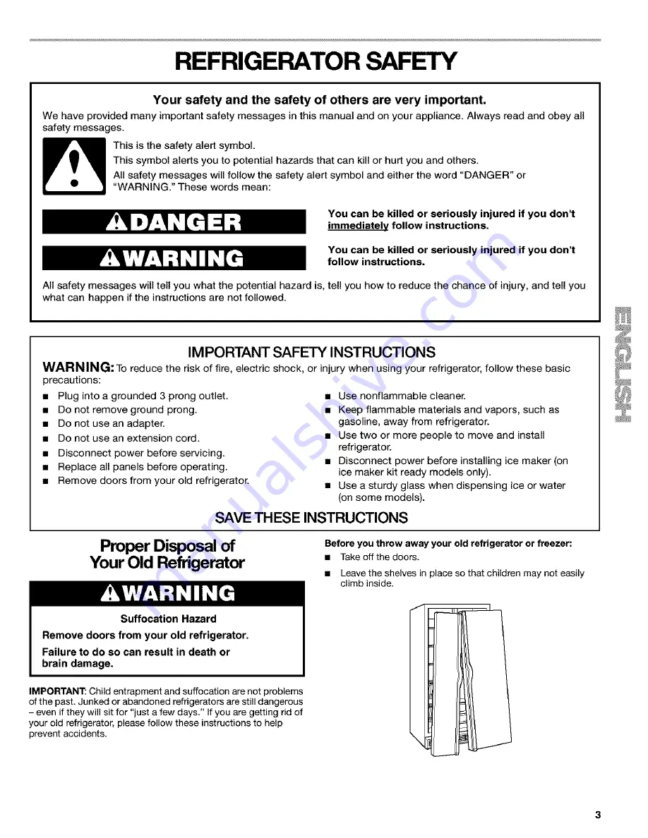 Kenmore Top-mount refrigerator 106 Use & Care Manual Download Page 3