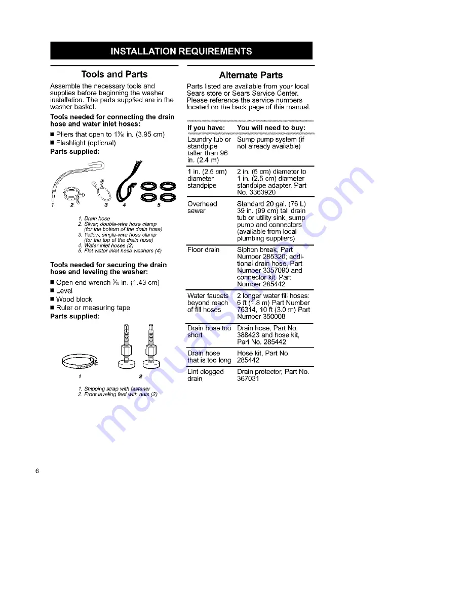 Kenmore Two-speed automatic washers Owner'S Manual & Installation Instructions Download Page 6