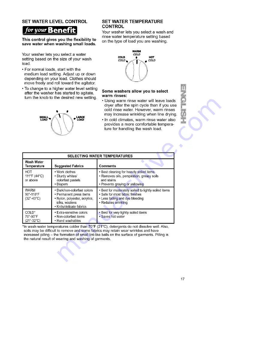 Kenmore Two-speed automatic washers Owner'S Manual & Installation Instructions Download Page 17