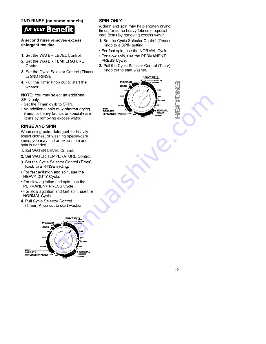 Kenmore Two-speed automatic washers Скачать руководство пользователя страница 19