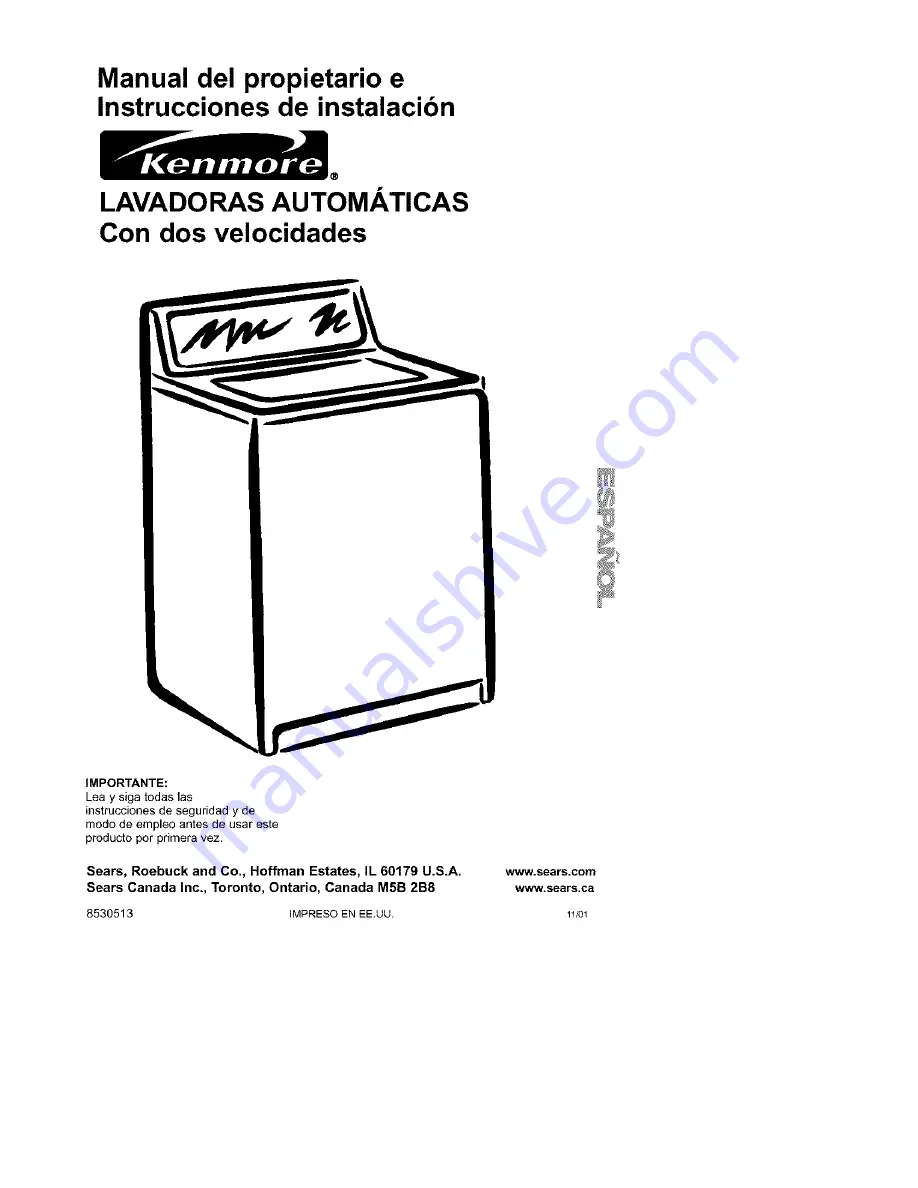 Kenmore Two-speed automatic washers Owner'S Manual & Installation Instructions Download Page 33