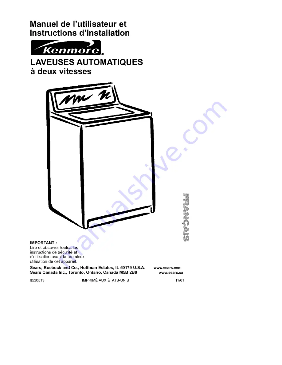 Kenmore Two-speed automatic washers Owner'S Manual & Installation Instructions Download Page 67