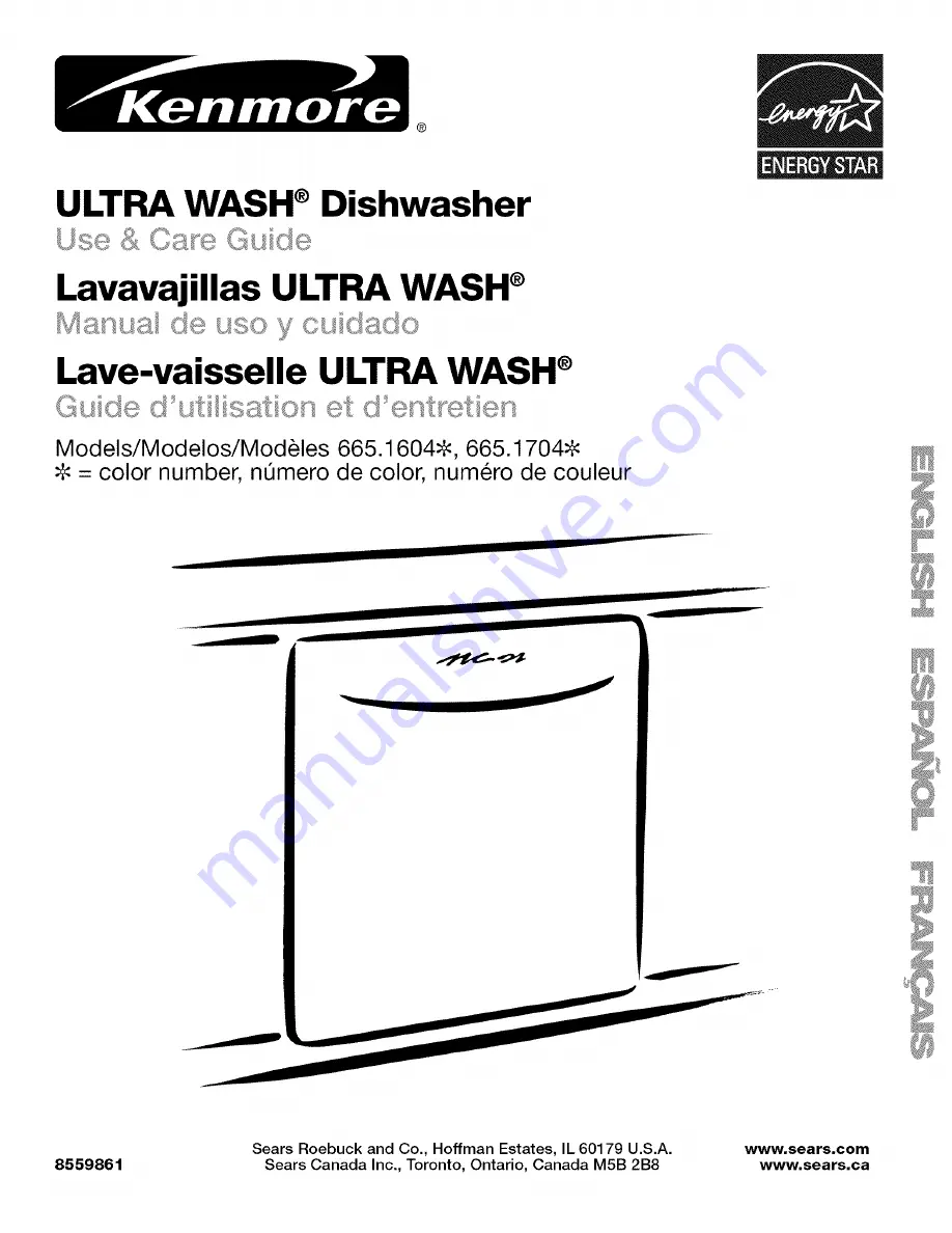 Kenmore ULTRA WASH 665.1604 Series Use & Care Manual Download Page 1