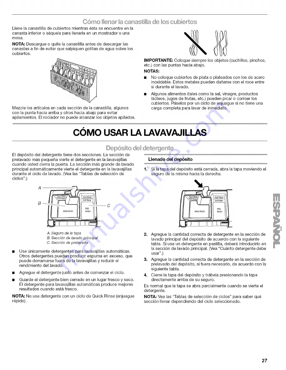 Kenmore ULTRA WASH 665.1604 Series Use & Care Manual Download Page 27