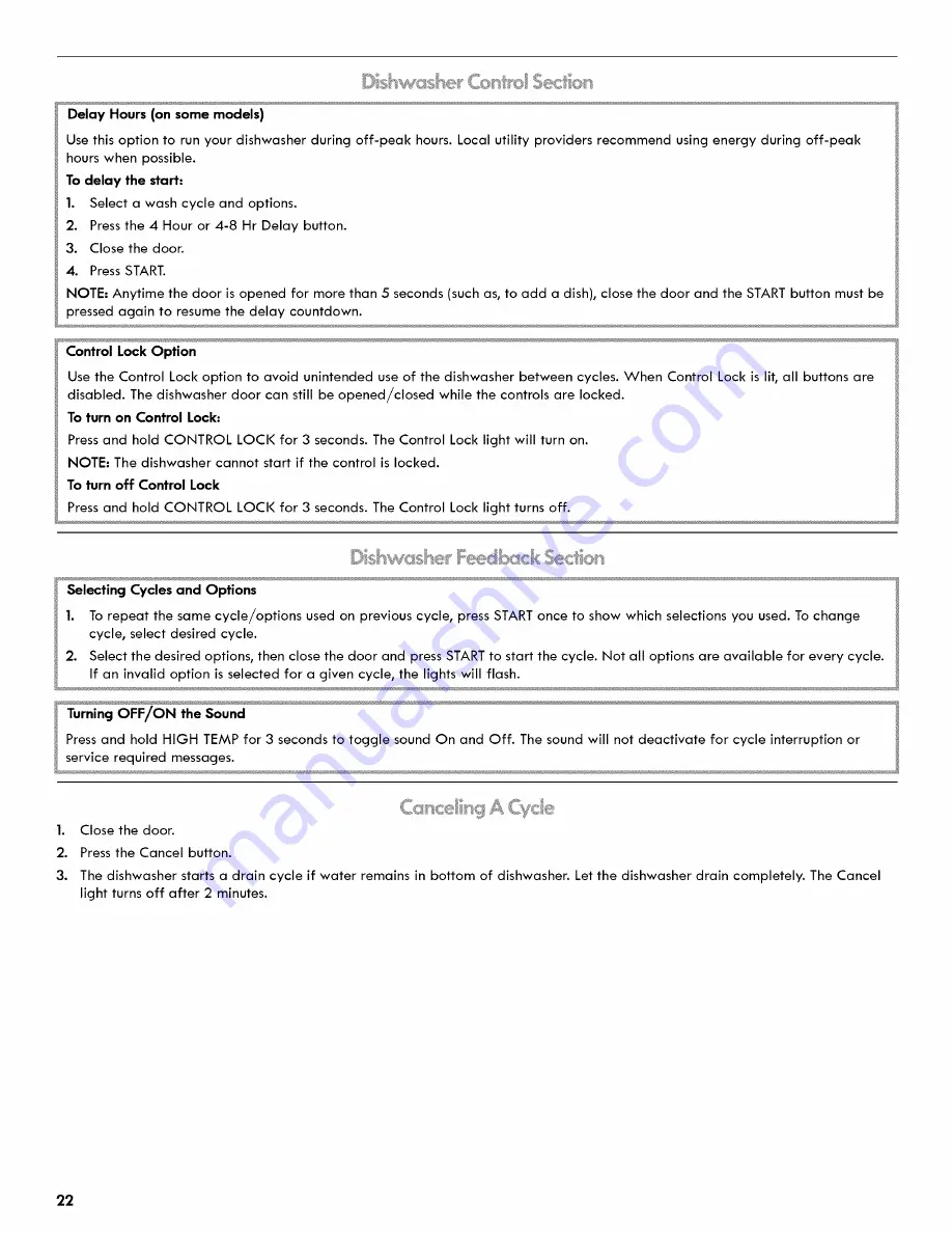 Kenmore ULTRACLEAN 665.1281 Series Use & Care Manual Download Page 22