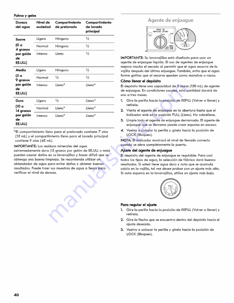 Kenmore ULTRACLEAN 665.1281 Series Скачать руководство пользователя страница 40