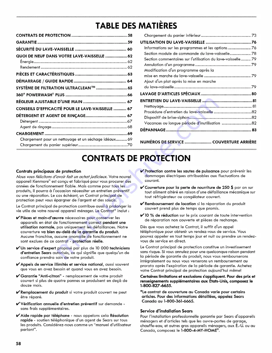 Kenmore ULTRACLEAN 665.1281 Series Use & Care Manual Download Page 58