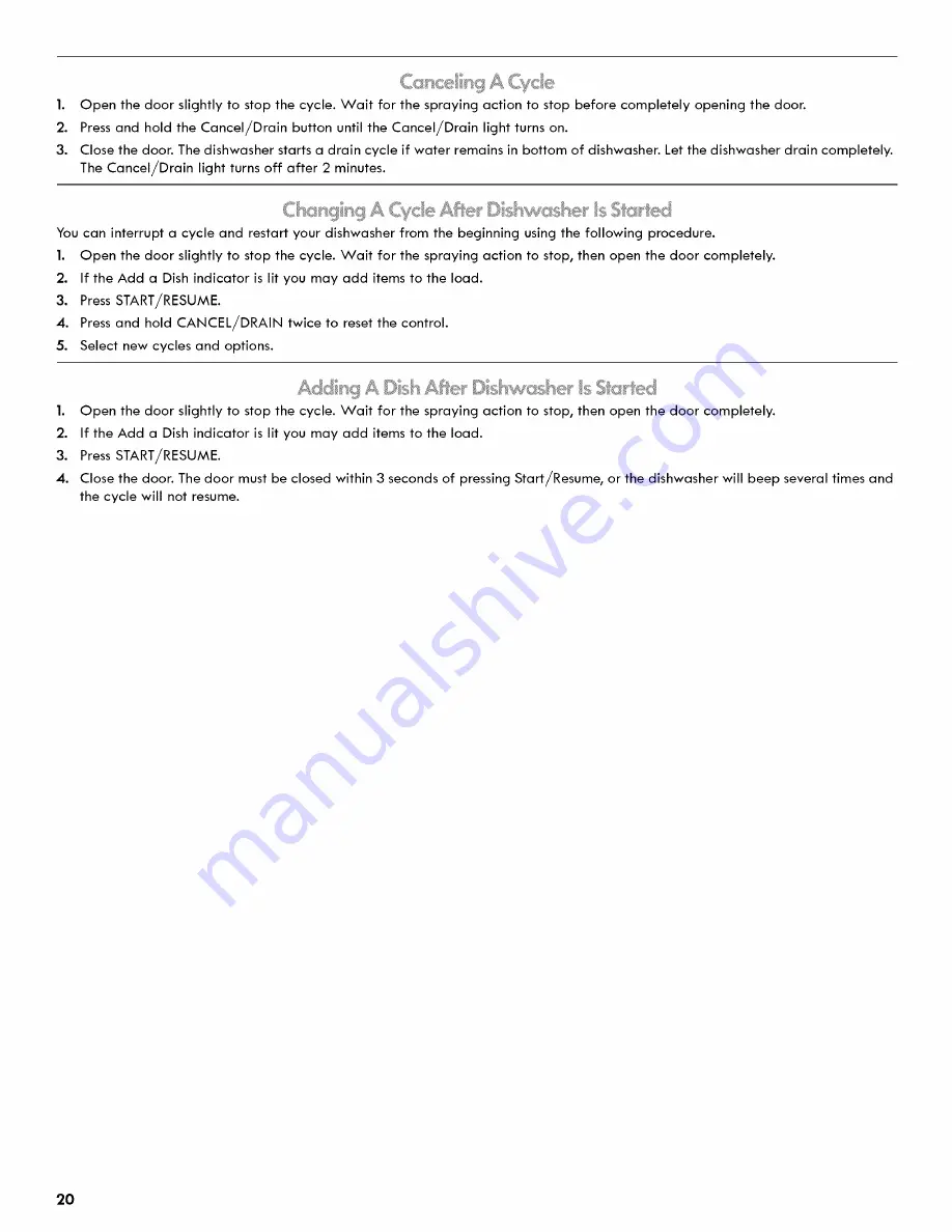 Kenmore Ultraclean 665.1479 series Use & Care Manual Download Page 20