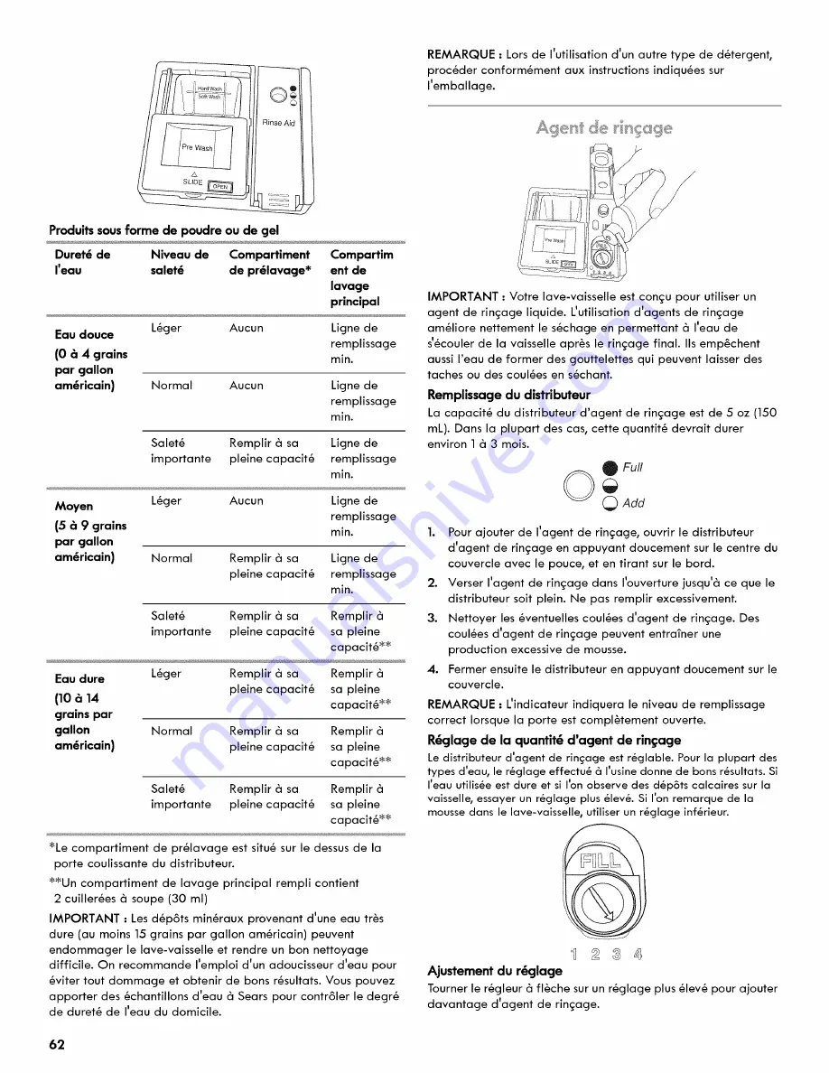 Kenmore Ultraclean 665.1479 series Use & Care Manual Download Page 62