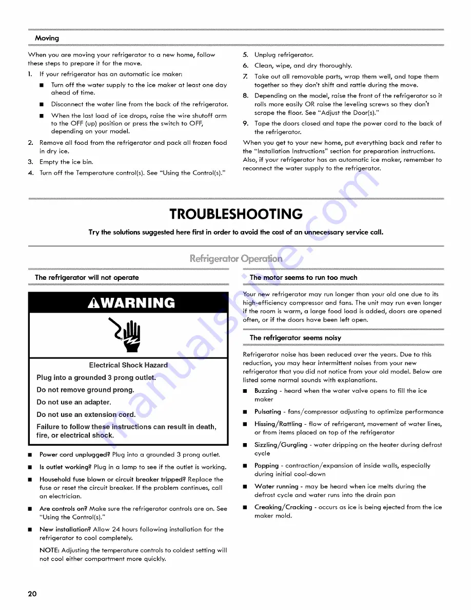 Kenmore W10323094A Use & Care Manual Download Page 20