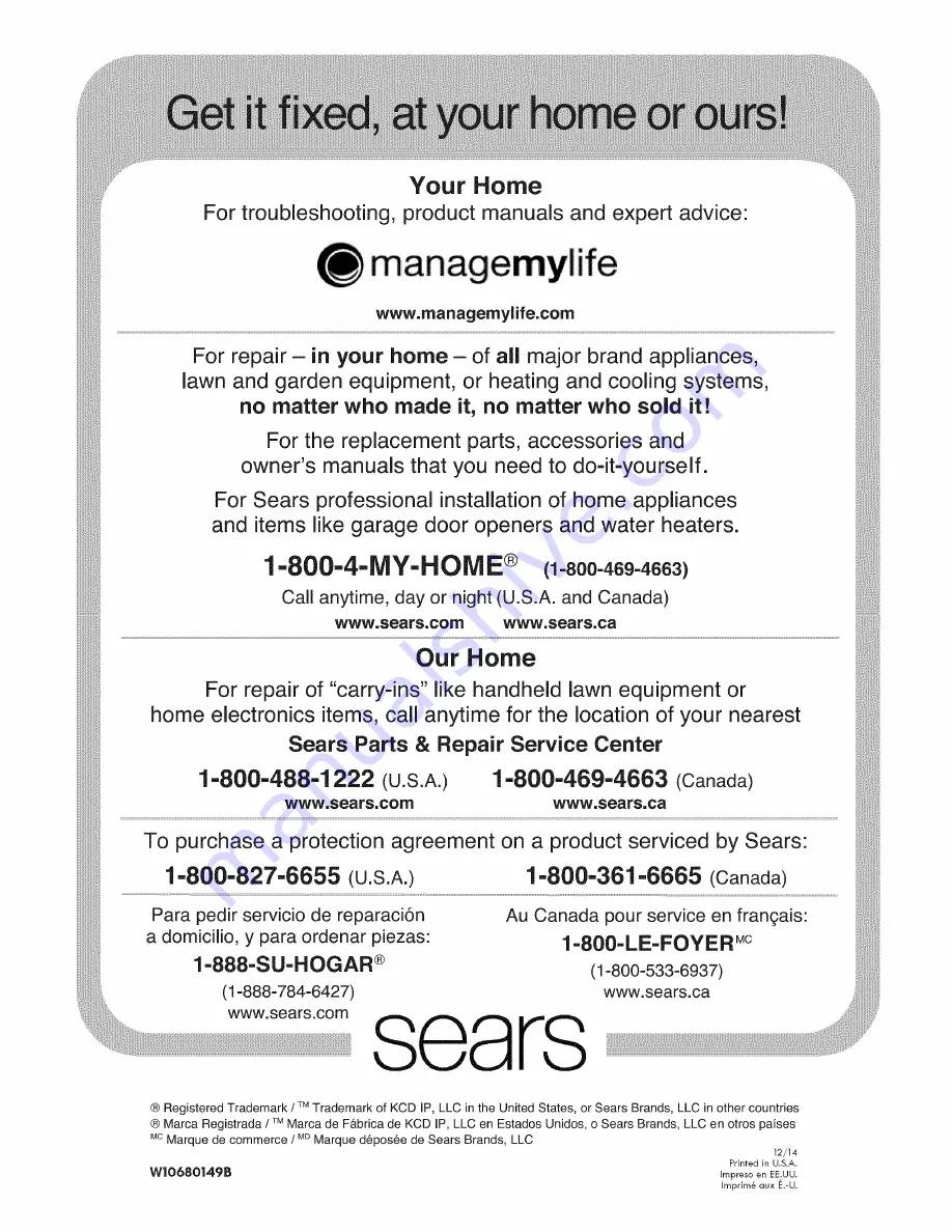 Kenmore w10680149B Installation Instruction Download Page 68