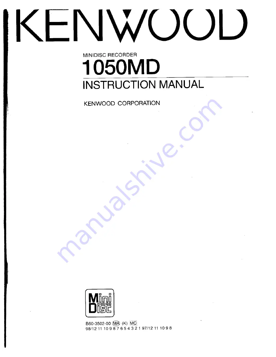 Kenwood 1050MD Instruction Manual Download Page 1